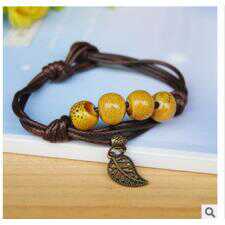 可调节串珠爱心手链陶瓷小清新