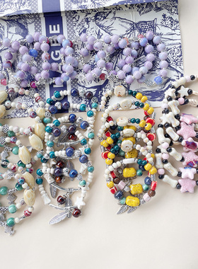 摆摊新款景德镇弹力手串陶瓷国潮