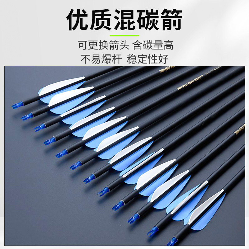 弓箭箭支可换头成年人反曲弓射箭野外美猎混碳箭复合弓射击箭头 - 图1