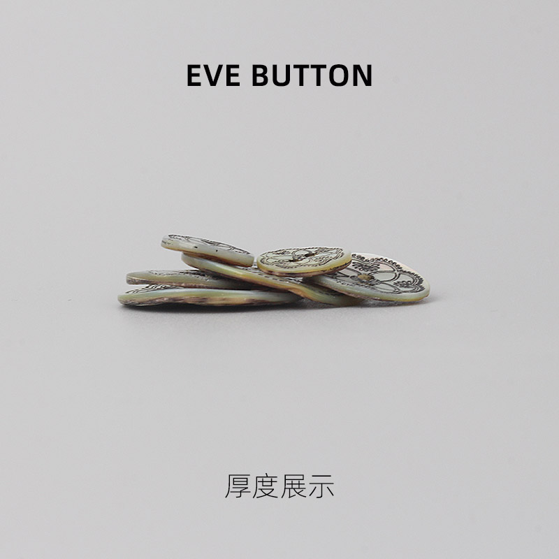 EVE BUTTON 马氏贝纽扣贝壳扣大衣西服衬衫 微雕彩绘两眼高档扣子 - 图2