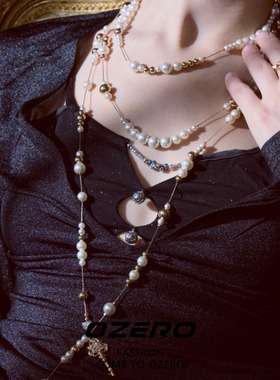 复古锁芯复古钥匙水滴珍珠项链