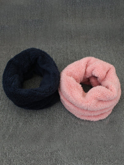 Foreign trade winter children's scarf for boys and girls, warm and windproof plush thick scarf, solid color, simple, versatile and trendy