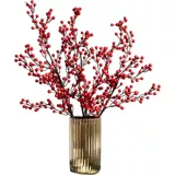 Высококачественная симуляция красная фасоль красная вишня зимняя зеленая фрукты поддельные цветочные украшения украшения