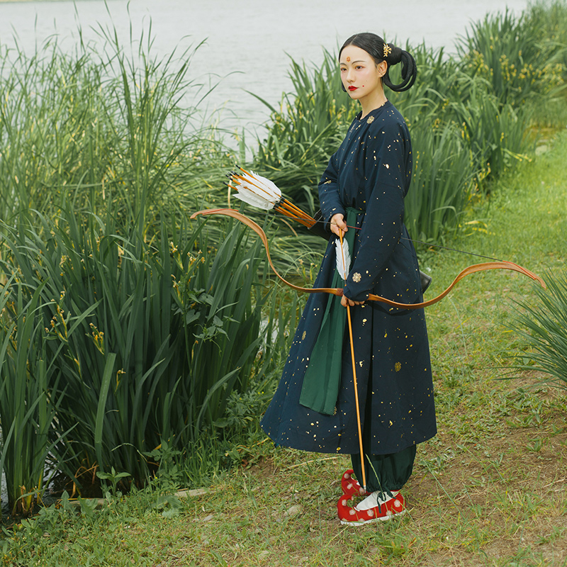 花朝记｜花花优选｜星河｜宽松男女款｜烫金烫银｜唐制汉服圆领袍-图1