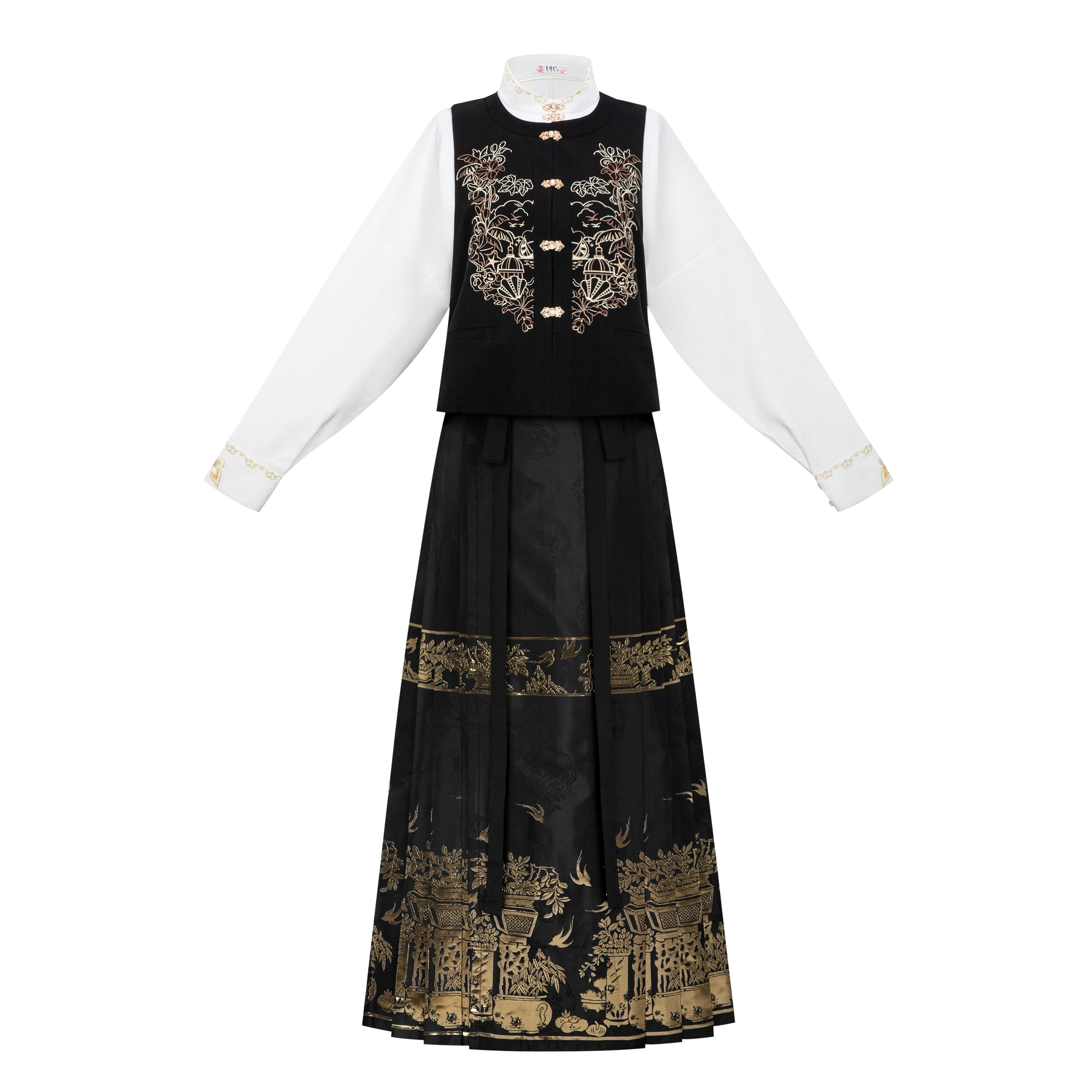 花朝记｜夜航船｜明制汉服圆领比甲绣花藏青黑色条纹纯色百搭日常,淘宝优惠券,粉丝福利购,淘宝优惠卷