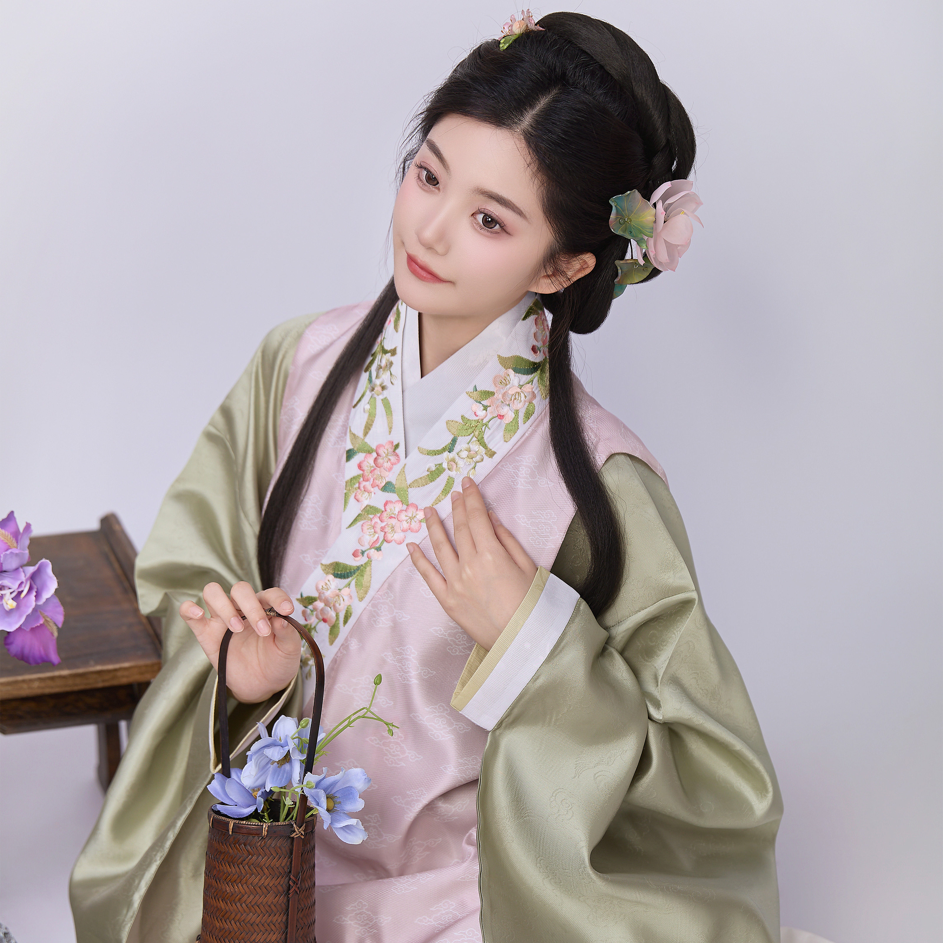 花朝记｜春江水暖｜明制汉服马面裙交领衫比甲绣花粉绿色日常少女,淘宝优惠券,粉丝福利购,淘宝优惠卷