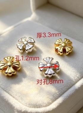 316钛钢精工真空镀18K金色十字架吊坠水晶手链diy饰品配件材料
