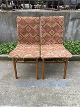 50 60s Old Shanghai Hemp Quercus Wood Cloth Art Leaning Back Chair A Pair With Trademark Old Furniture Old Objects