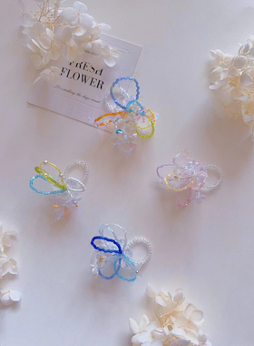 无尽夏花 春夏新款手工制作串珠碎花戒指ins风小女生百搭指环配饰