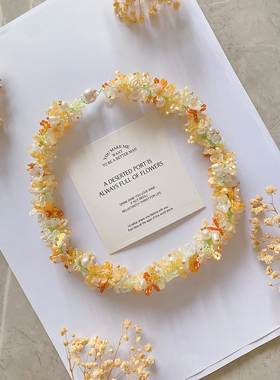 桂花酿酒 原创设计小清新少女感手工串珠项链原创设计锁骨链手链