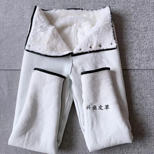 Whole sheepskin leather pants, pure natural genuine sheepskin wool pants, thickened windproof pure sheepskin pants for middle-aged and elderly people