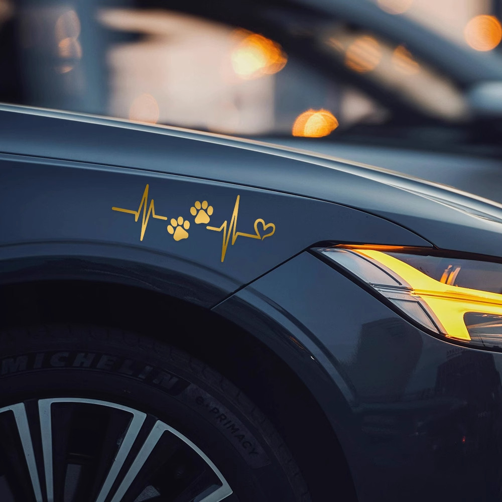 电动车汽车个性心电图猫爪脚印爱心装饰贴纸车窗防水反光划痕贴花,淘宝优惠券,粉丝福利购,淘宝优惠卷