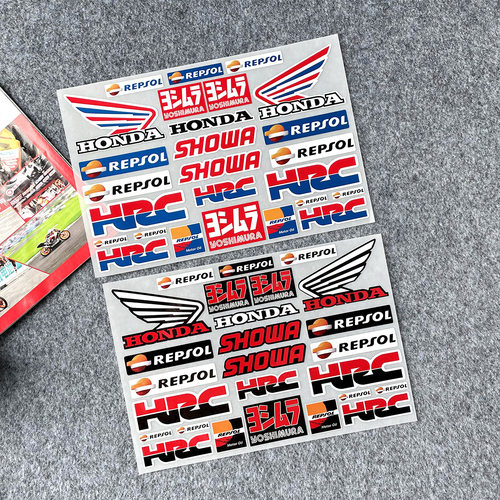 适用于本田摩托车反光贴纸改装Honda翅膀车标CBR HRC头盔贴花裂行 - 图1