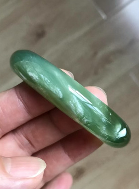 岫玉老坑180料绿冰手镯玉镯镯子56.8-13.6mm颜色深水头好女士专属