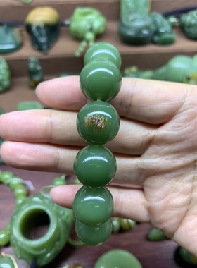 析木绿河磨玉手串重98克精品原生态精致性价比高可定制一手货源