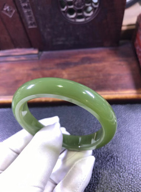 和田玉东北透闪石玉手镯析木绿河磨玉无结构55口手镯52克厂家直销