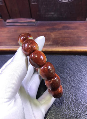 纯天然和田玉东北籽料黄白河磨玉火燎皮仿古马蹄形手链手串123克