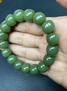 天然析木河磨玉手链圆珠手串和田玉东北籽料男士手串大珠子带皮