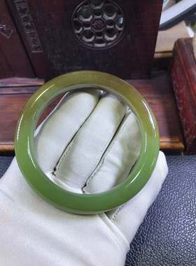 天然和田玉析木河磨玉手镯54.4克女士玉镯厂家直销定制定做正品