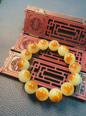 河磨玉黄白老玉手串手链纯天然皮色卡15厂家直销定制定做正品男女