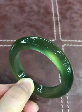 岫玉180料手镯玉镯镯子女士专属绿冰不跑水不跑色送朋友闺蜜礼物
