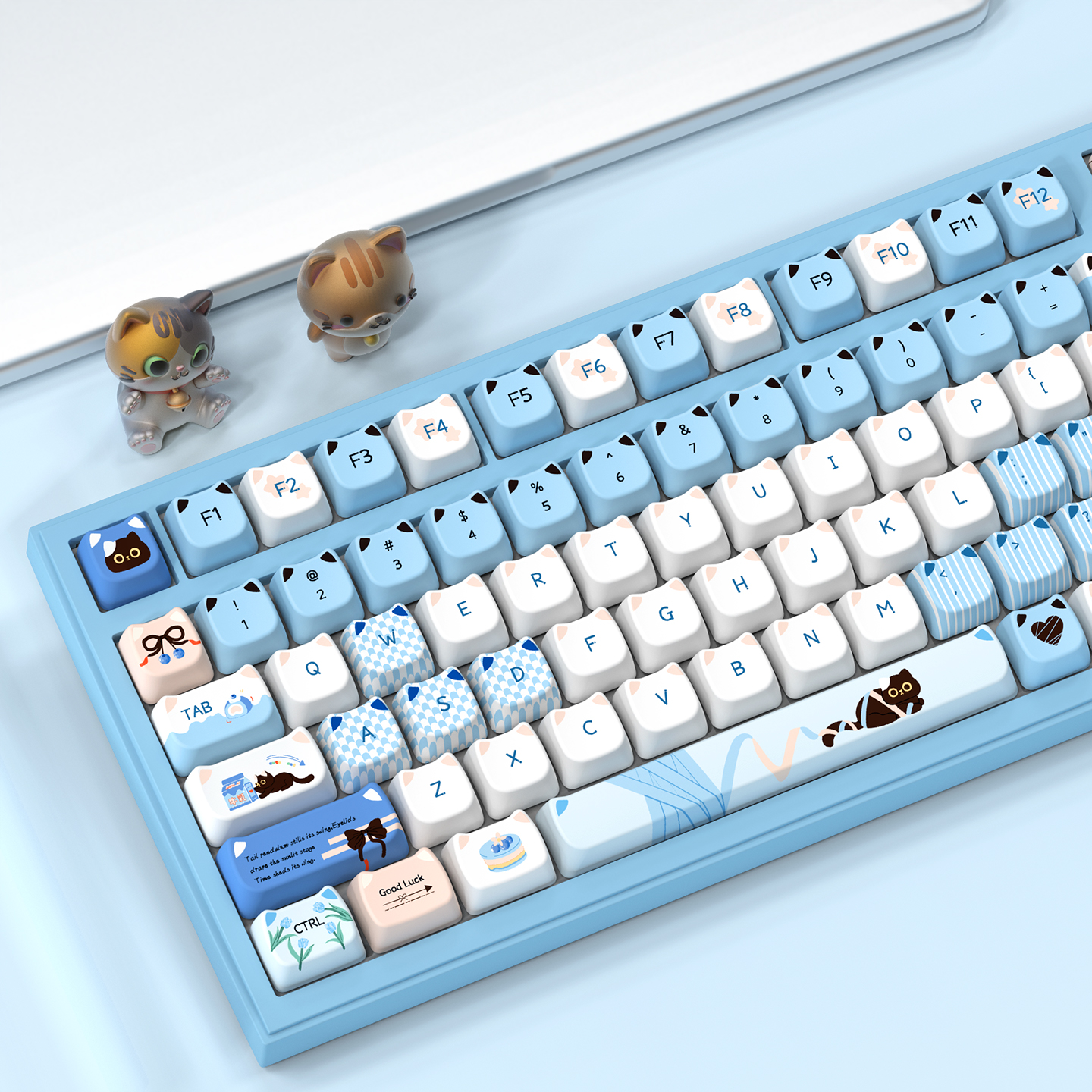 RECCAZR雷咖泽慵懒的猫键帽猫猫头可爱MAO热升华PBT十字轴键帽 - 图3