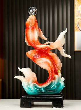 双鱼锦鲤戏珠开业招财摆件
