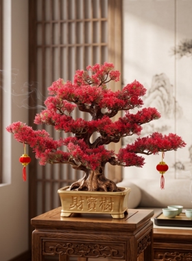 迎客松聚宝盆摆件开业乔迁礼品