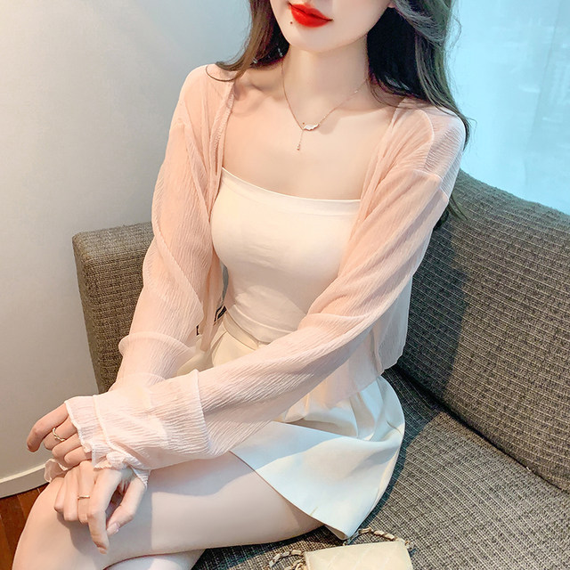 ຜ້າໄຫມ chiffon ຜ້າໄຫມໃນລະດູຮ້ອນຂອງແມ່ຍິງເຄື່ອງນຸ່ງປ້ອງກັນແສງແດດ