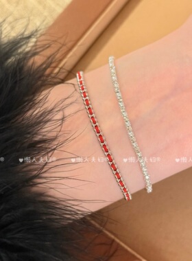 显白简约时尚轻奢极细红色手绳