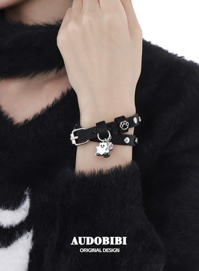 亚比风文化朋克小猫原创手环项圈两用甜酷小众设计手链y2k配饰