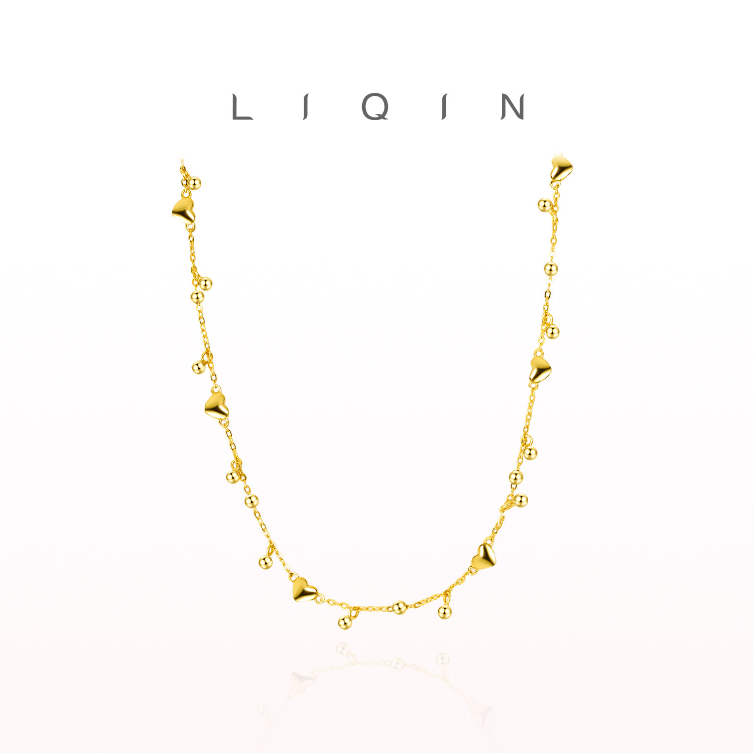 爱心圆珠银项链简约精致轻奢高级感锁骨链 - 图0