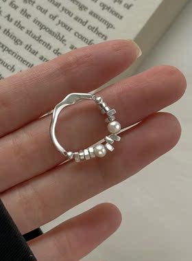 S925纯银珠珠戒指可调节