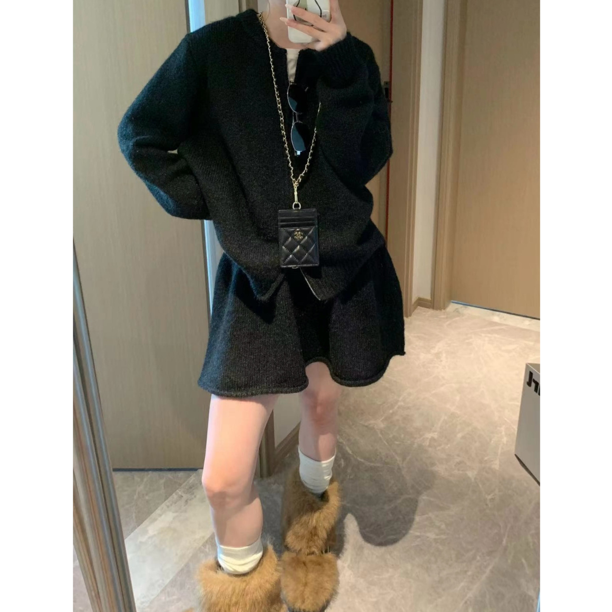 [香蕉派派]格雷系~双拉链毛衣短裙套装女秋新款气质温柔两件套,淘宝优惠券,粉丝福利购,淘宝优惠卷