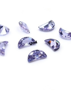 半月形尖底锆石组合 半圆月亮形彩色合成锆裸石仿钻首饰镶嵌主石