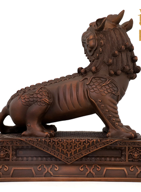 纯黄铜九华山谛听地藏王坐骑独角神兽摆件客厅办公室客厅桌面装饰