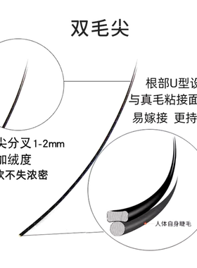 零触感嫁接睫毛风吹动双尖扁毛