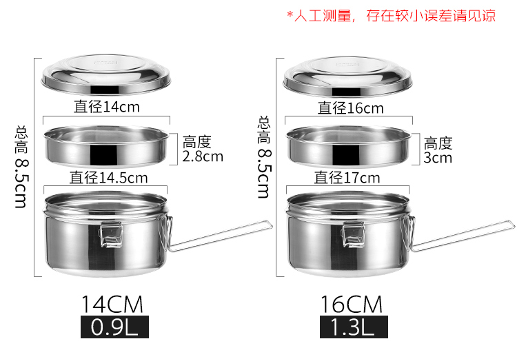 加厚蒸饭盒304不锈钢饭盒圆形单双层食堂饭缸成人便当盒学生带盖 - 图2