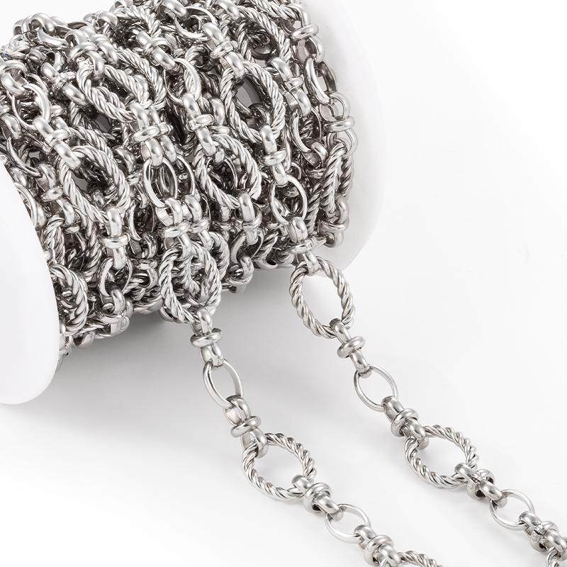 新款钛钢麻花手工椭圆夹扣链饰品链条diy项链手链时尚搭配链材料,淘宝优惠券,粉丝福利购,淘宝优惠卷