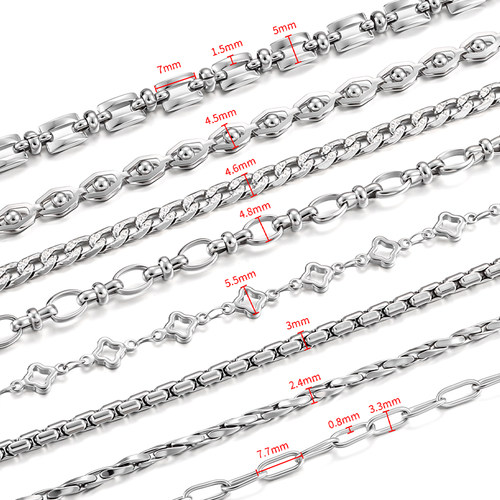 钛钢闭口四叶草链diy手链项链配件花纹NK链条时尚饰品链不掉色链 - 图1