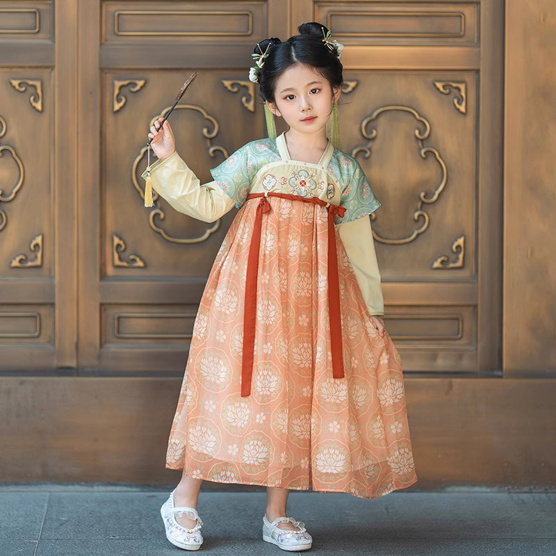 <Qionglou> Hanfu Girls Spring and Autumn Style Underskirts Children's Dunhuang Ancient Style Ethnic Costumes Chinese Style Ancient Costumes Underskirts