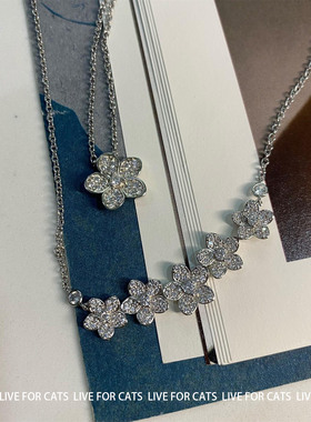 灰常闪耀纯银镀k金小野花锁骨链