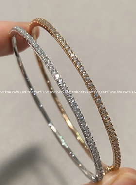 万能百搭款细排钻珠边手镯