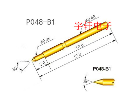 P048系列探针30#华荣测试针P048-A B E F J Q1 Q2 H G1精密测试 - 图0