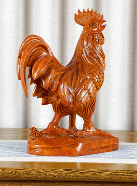 花梨木雕鸡十二生肖木头鸡