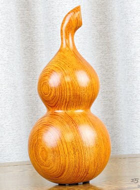 花梨实木质雕刻光面葫芦摆件