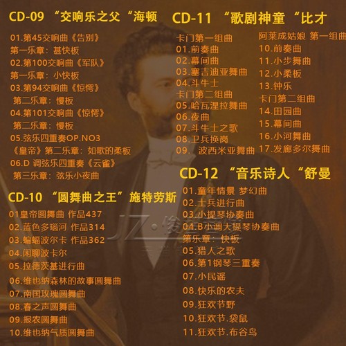 世界古典音乐名曲cd光盘莫扎特肖邦贝多芬巴赫黑胶唱片车载CD碟片