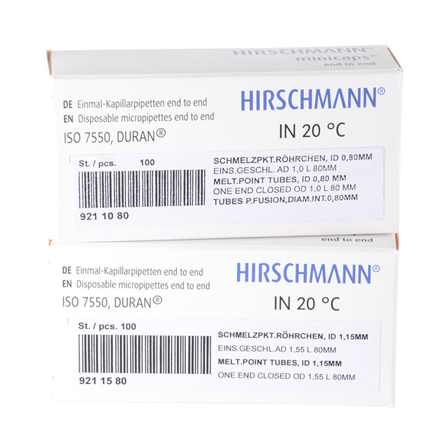 Glass spotting melting point capillary 0.81.3mm sealed at one end and