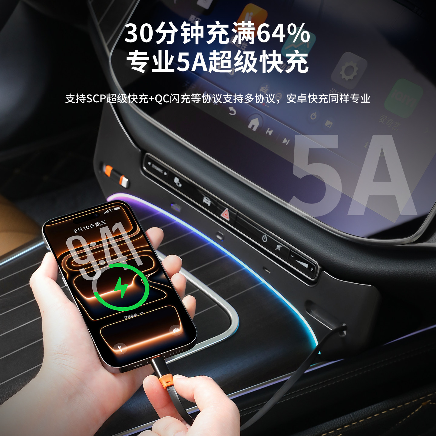 适用于24-26款奔驰E级e300l中控拓展坞车载扩展器充电线改装用品 - 图1