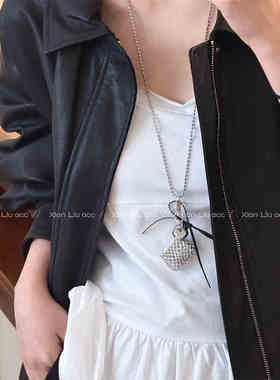 金属编织包包皮绳项链女款2025新款高级感颈链小众设计锁骨链配饰